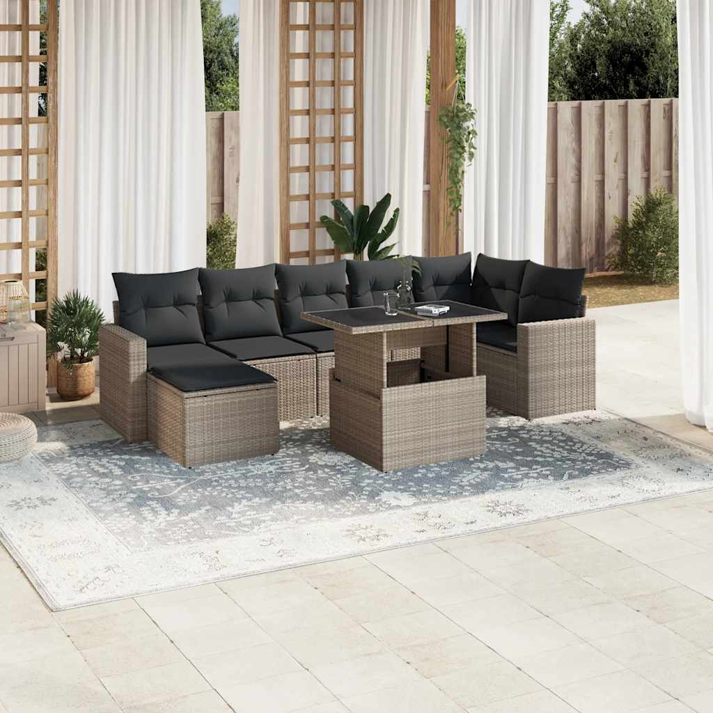 8-delige Loungeset met kussens poly rattan lichtgrijs is nu te koop bij PeponiXL, paradijselijk wonen!