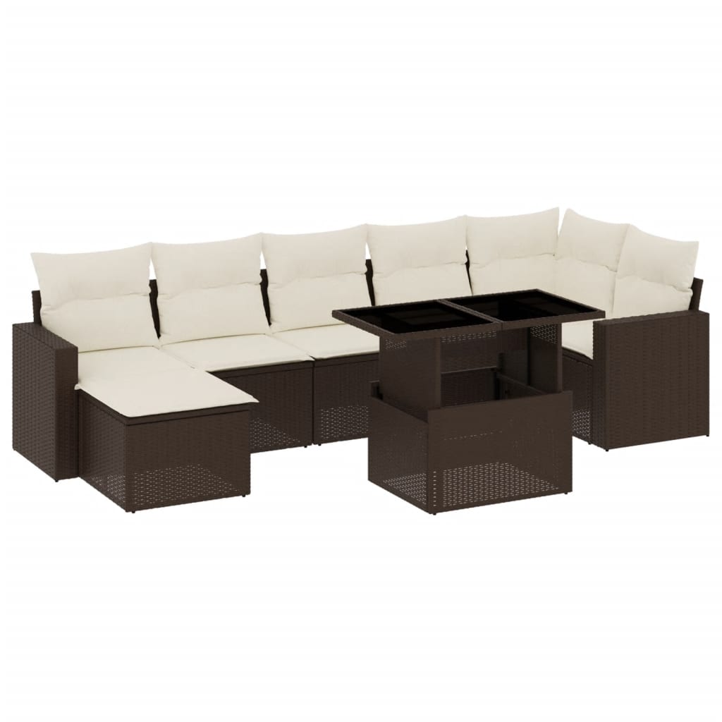 8-delige Loungeset met kussens poly rattan bruin is nu te koop bij PeponiXL, paradijselijk wonen!