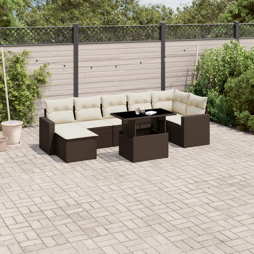 8-delige Loungeset met kussens poly rattan bruin is nu te koop bij PeponiXL, paradijselijk wonen!