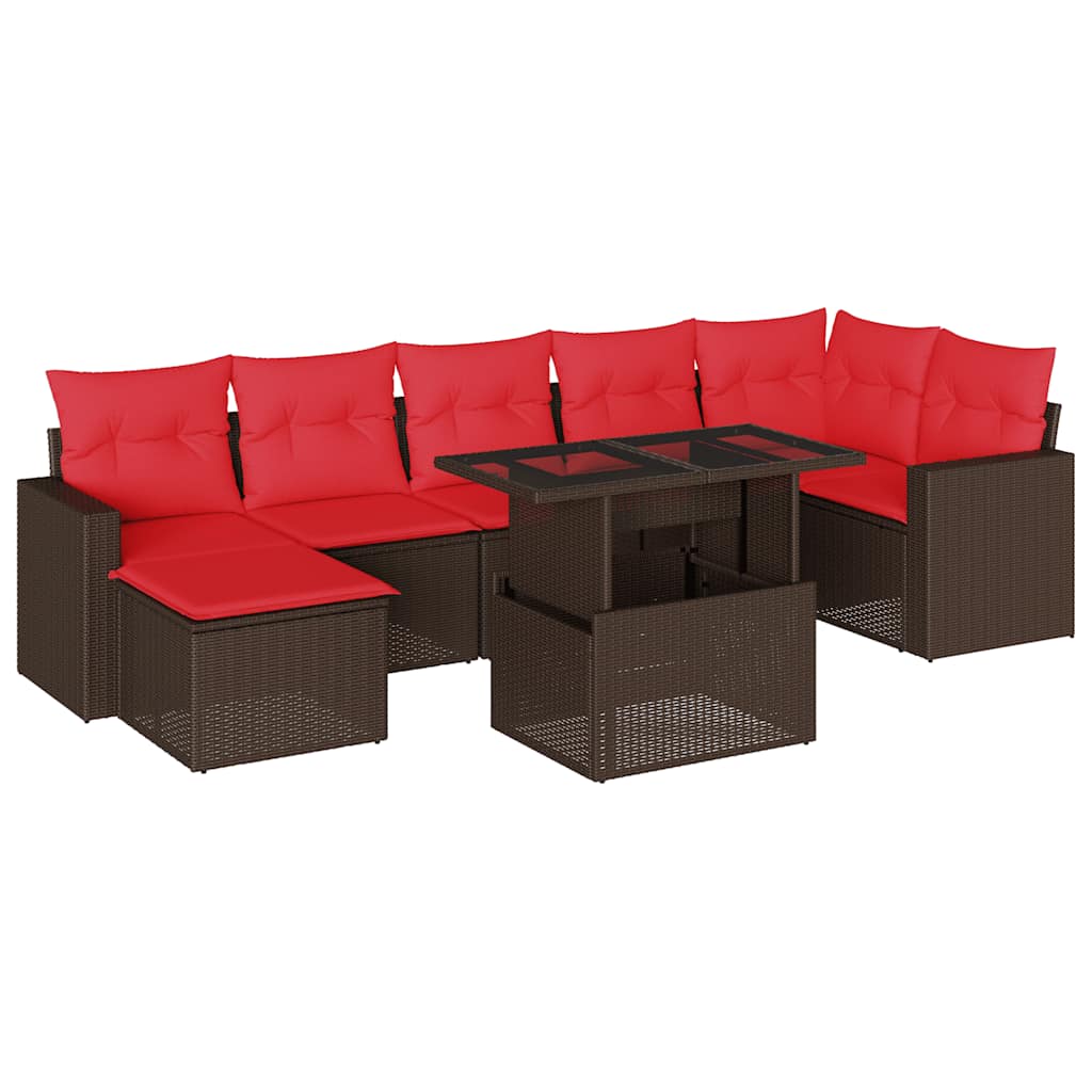8-delige tuinbankset met kussens, bruin polyrotan is nu te koop bij PeponiXL, paradijselijk wonen!