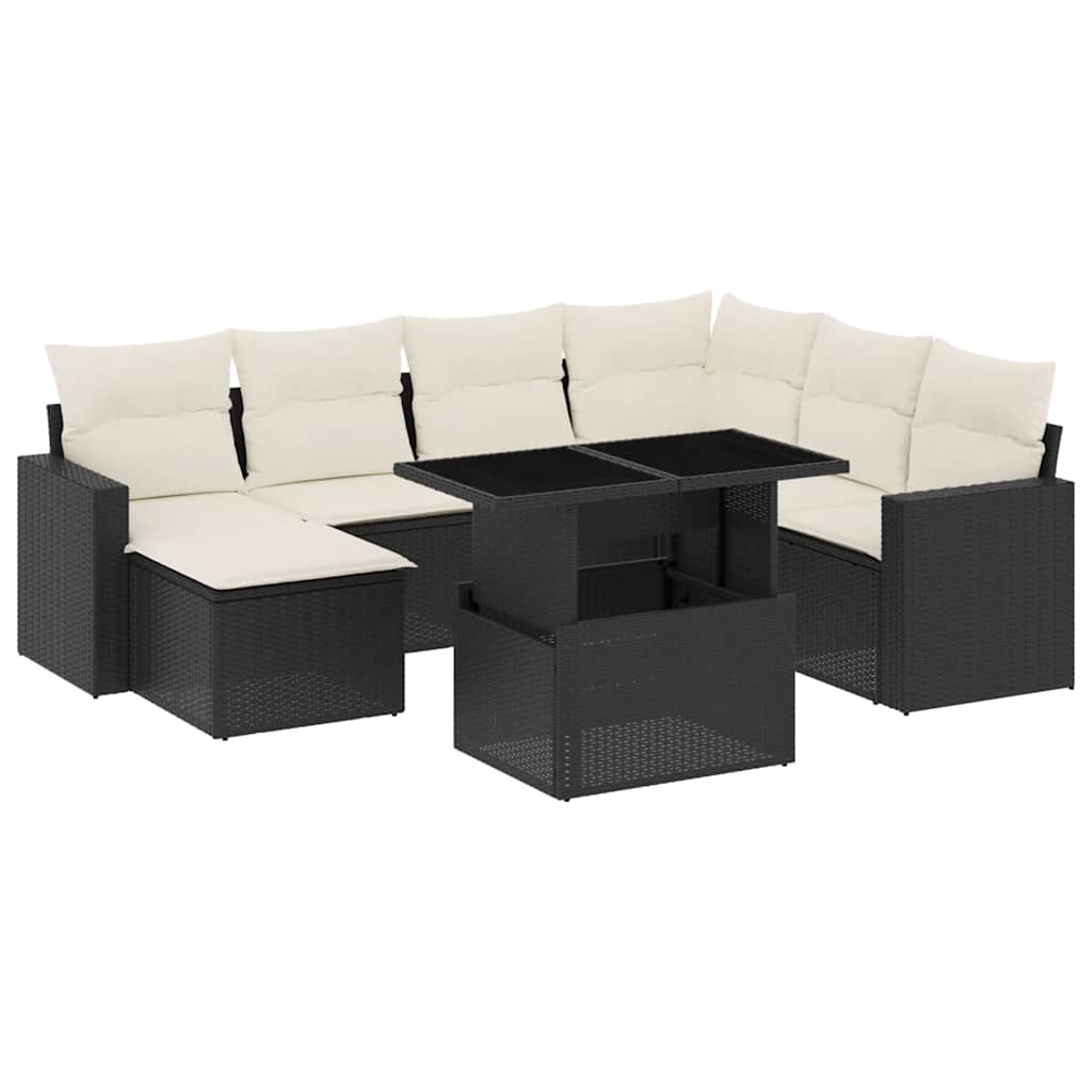 8-delige Loungeset met kussens poly rattan zwart is nu te koop bij PeponiXL, paradijselijk wonen!