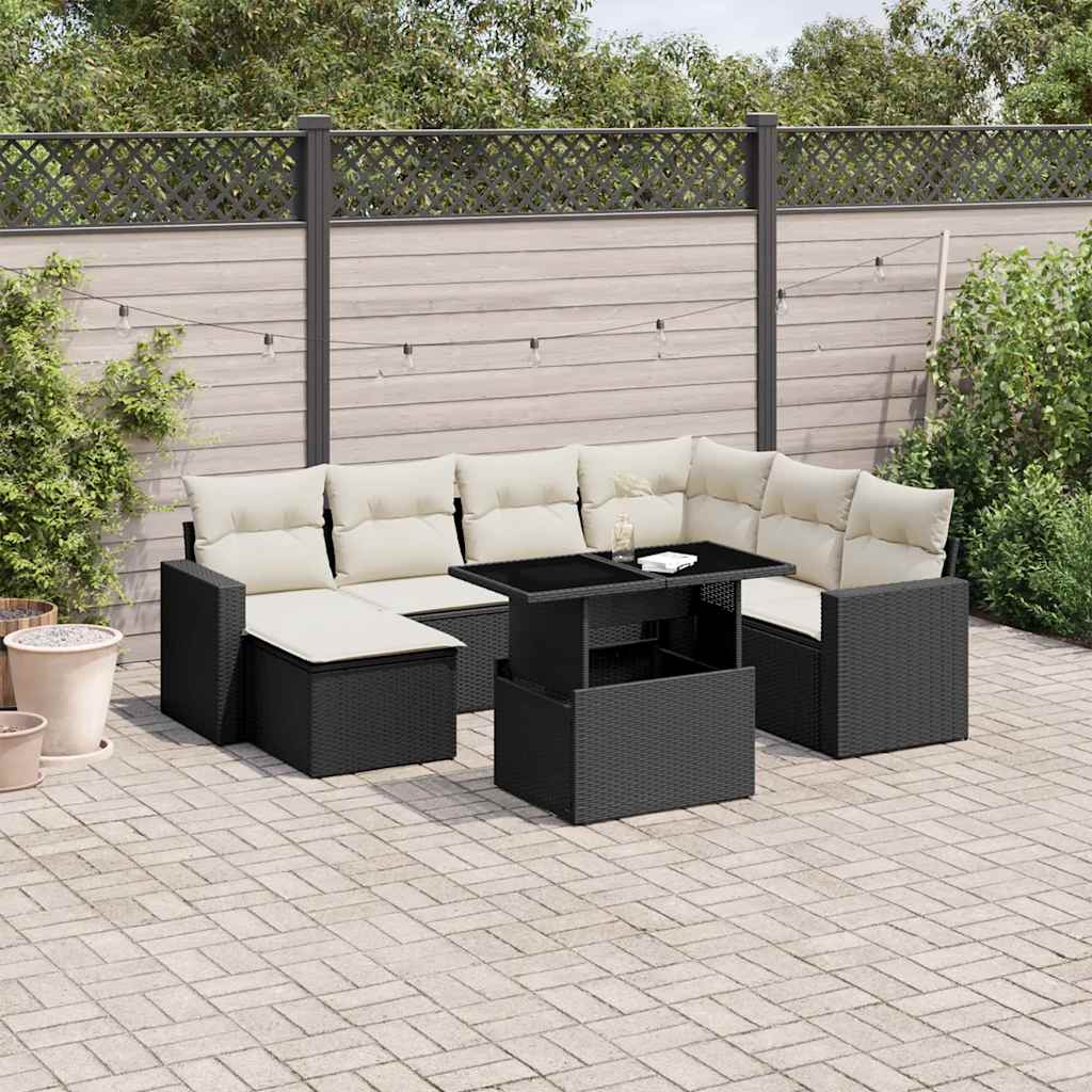 8-delige Loungeset met kussens poly rattan zwart is nu te koop bij PeponiXL, paradijselijk wonen!