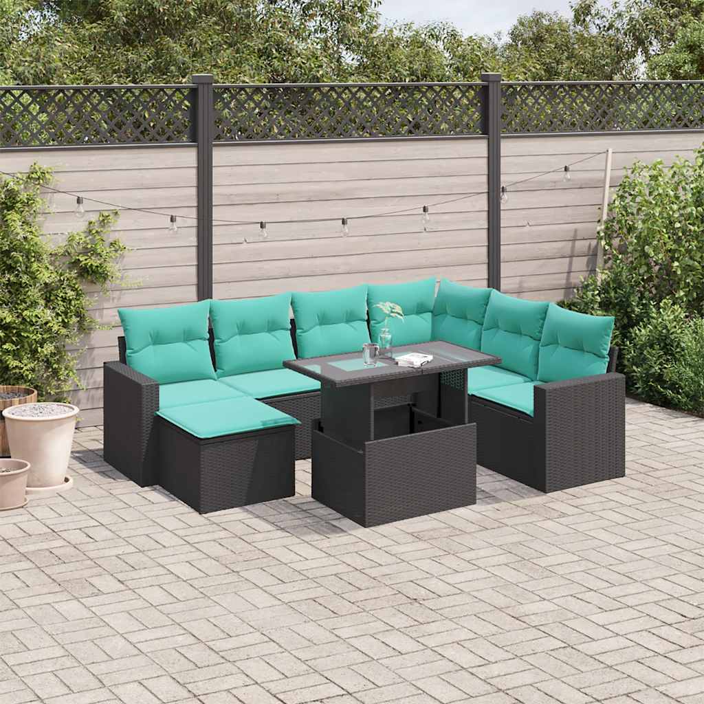8-delige tuinbankset met kussens, zwart polyrotan is nu te koop bij PeponiXL, paradijselijk wonen!