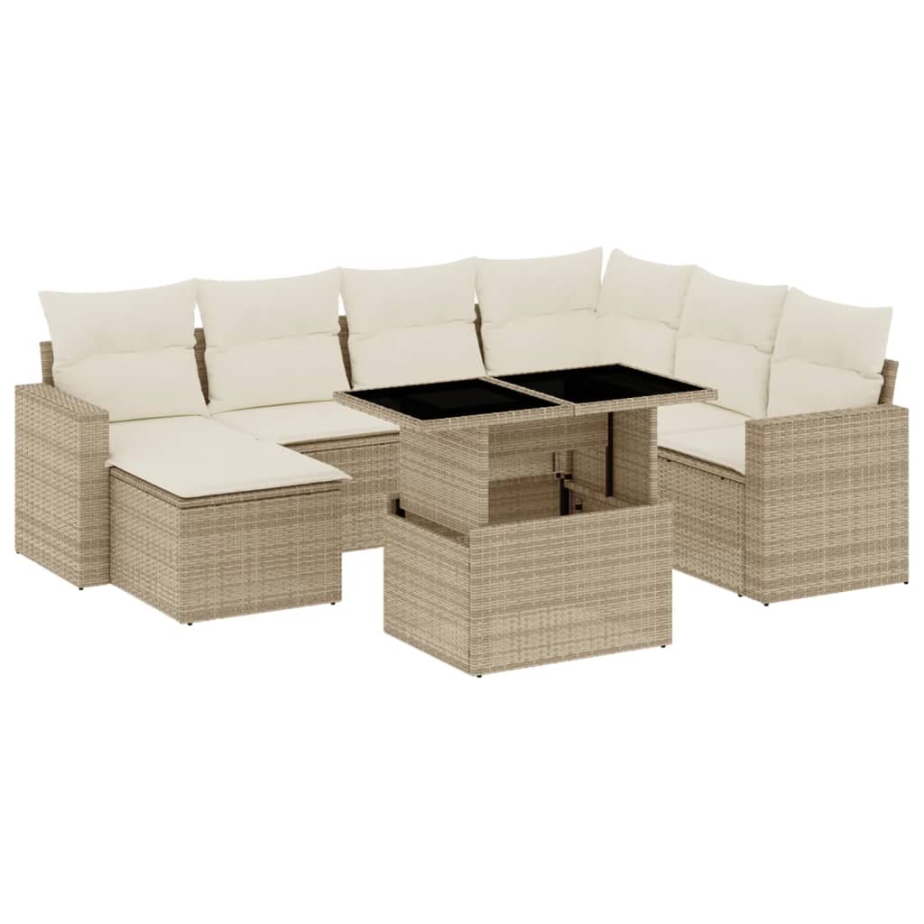 8-delige Loungeset met kussens poly rattan beige is nu te koop bij PeponiXL, paradijselijk wonen!
