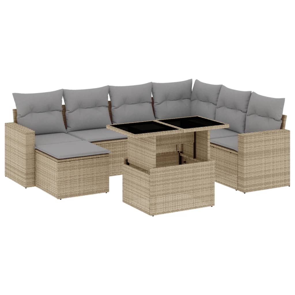 8-delige Loungeset met kussens poly rattan beige is nu te koop bij PeponiXL, paradijselijk wonen!