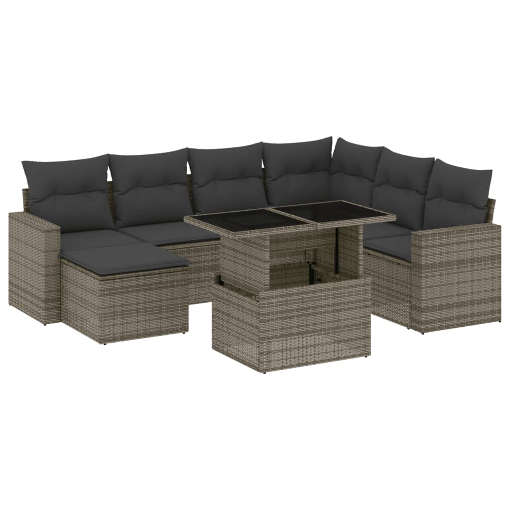 8-delige Loungeset met kussens poly rattan grijs is nu te koop bij PeponiXL, paradijselijk wonen!