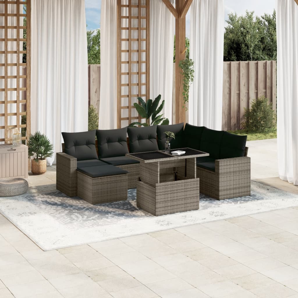 8-delige Loungeset met kussens poly rattan grijs is nu te koop bij PeponiXL, paradijselijk wonen!