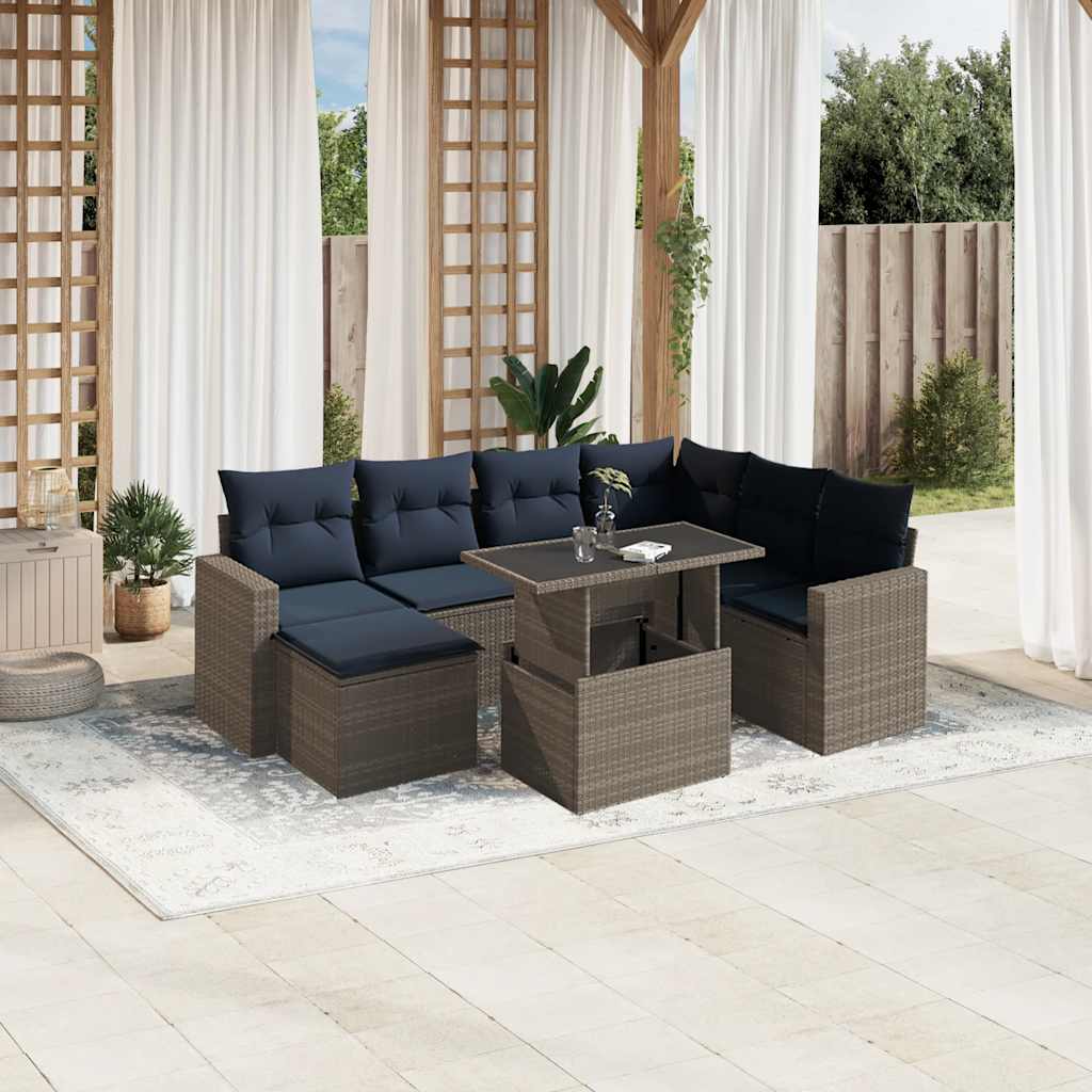 8-delige tuinbankset met kussens, grijs polyrotan is nu te koop bij PeponiXL, paradijselijk wonen!