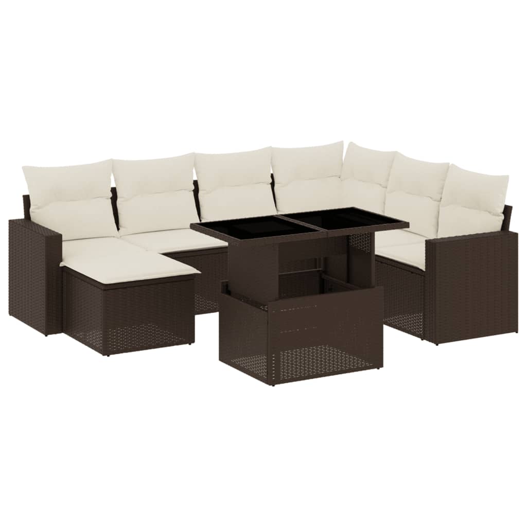 8-delige Loungeset met kussens poly rattan bruin is nu te koop bij PeponiXL, paradijselijk wonen!