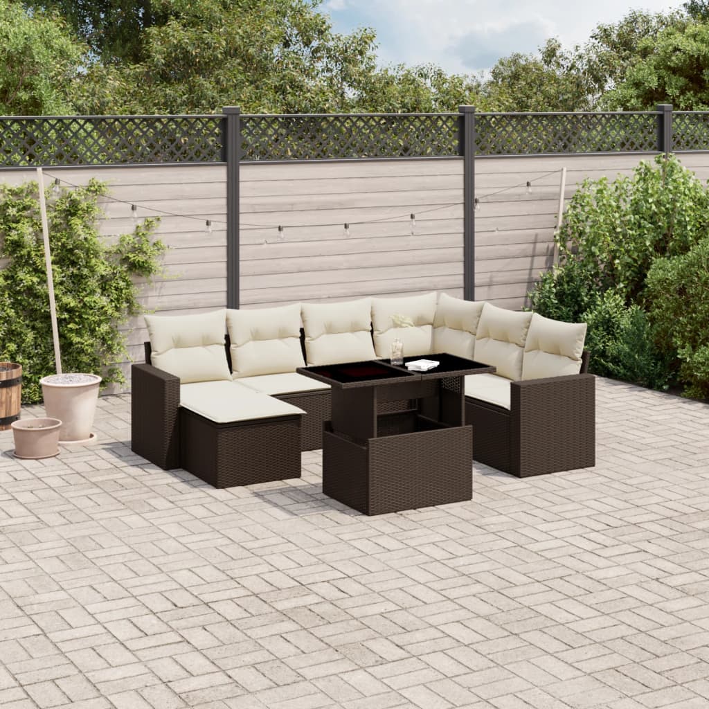 8-delige Loungeset met kussens poly rattan bruin is nu te koop bij PeponiXL, paradijselijk wonen!