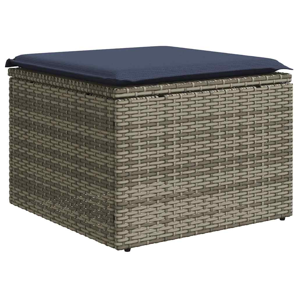 9-delige tuinbankset met kussens, grijs polyrotan is nu te koop bij PeponiXL, paradijselijk wonen!