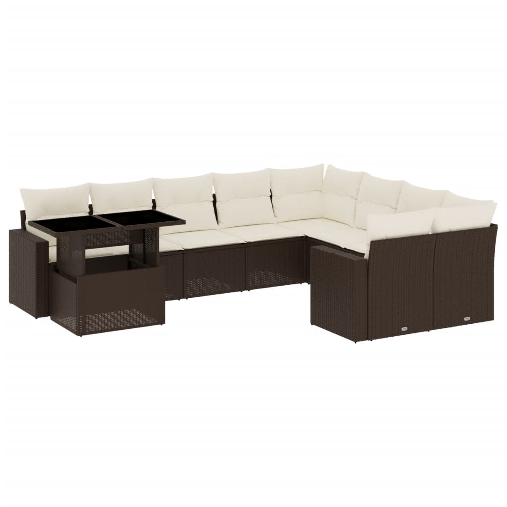 10-delige Loungeset met kussens poly rattan bruin is nu te koop bij PeponiXL, paradijselijk wonen!