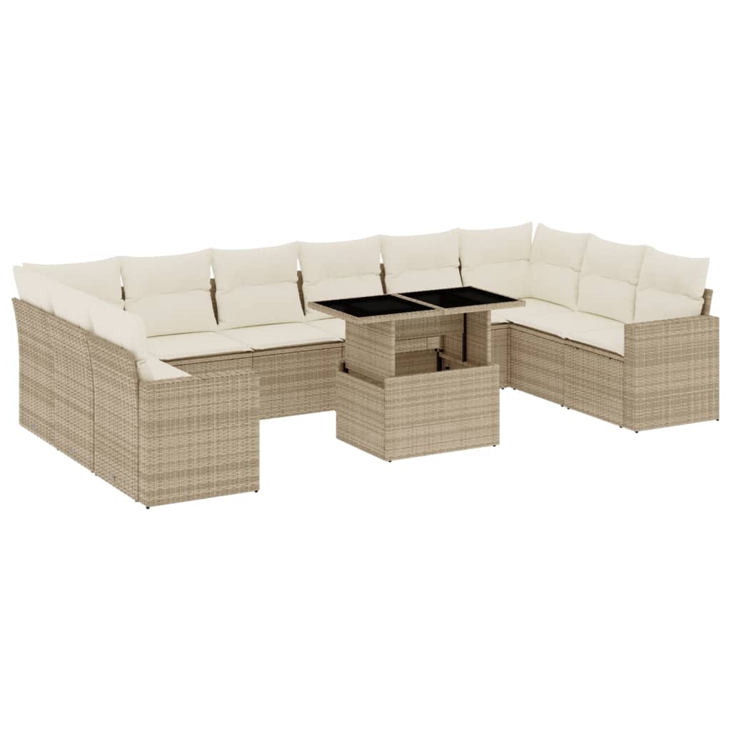 11-delige Tuinset met kussens poly rattan beige is nu te koop bij PeponiXL, paradijselijk wonen!