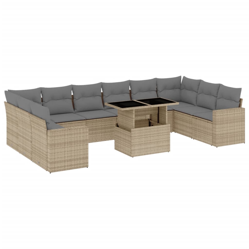 11-delige Tuinset met kussens poly rattan beige is nu te koop bij PeponiXL, paradijselijk wonen!