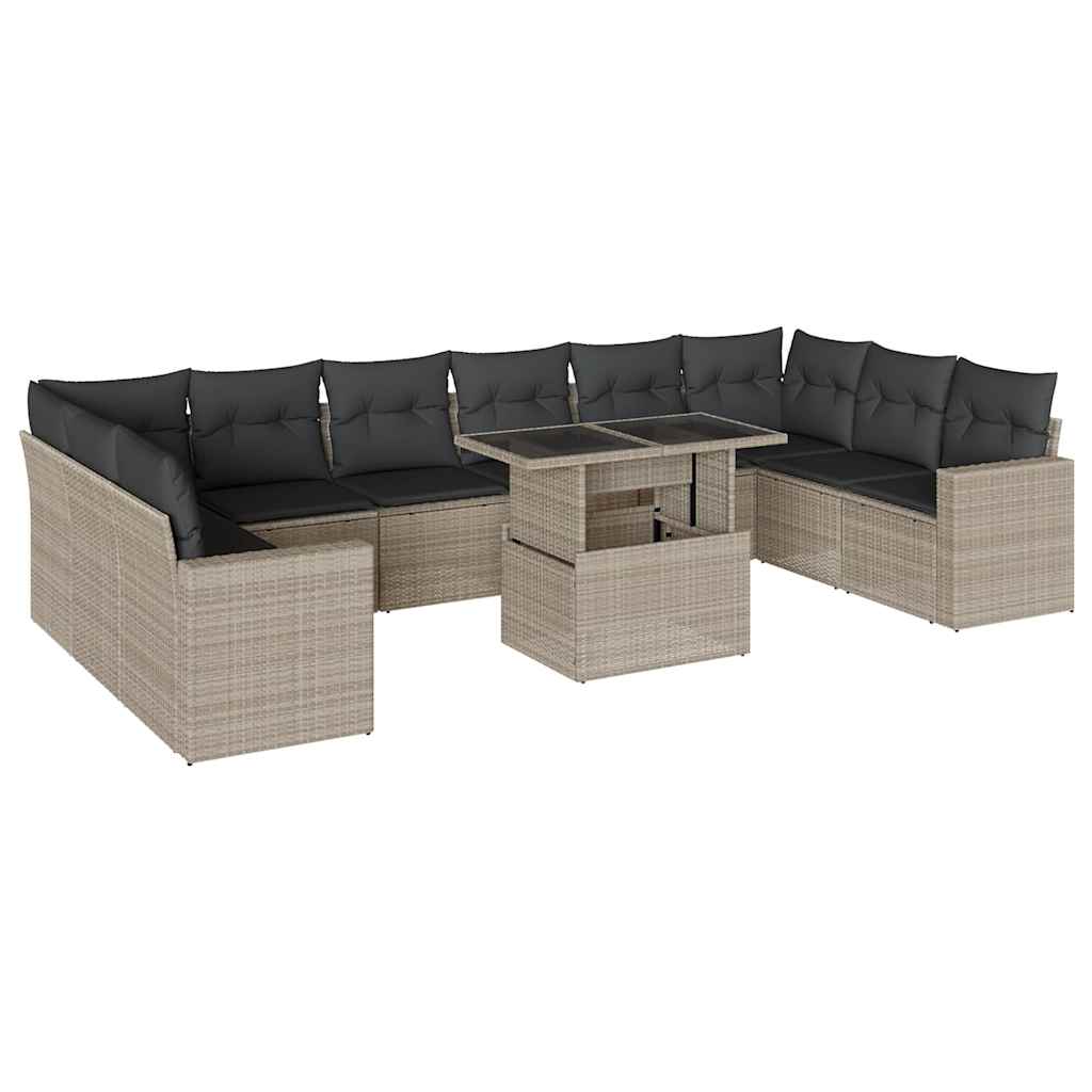 11-delige Loungeset met kussens poly rattan lichtgrijs is nu te koop bij PeponiXL, paradijselijk wonen!