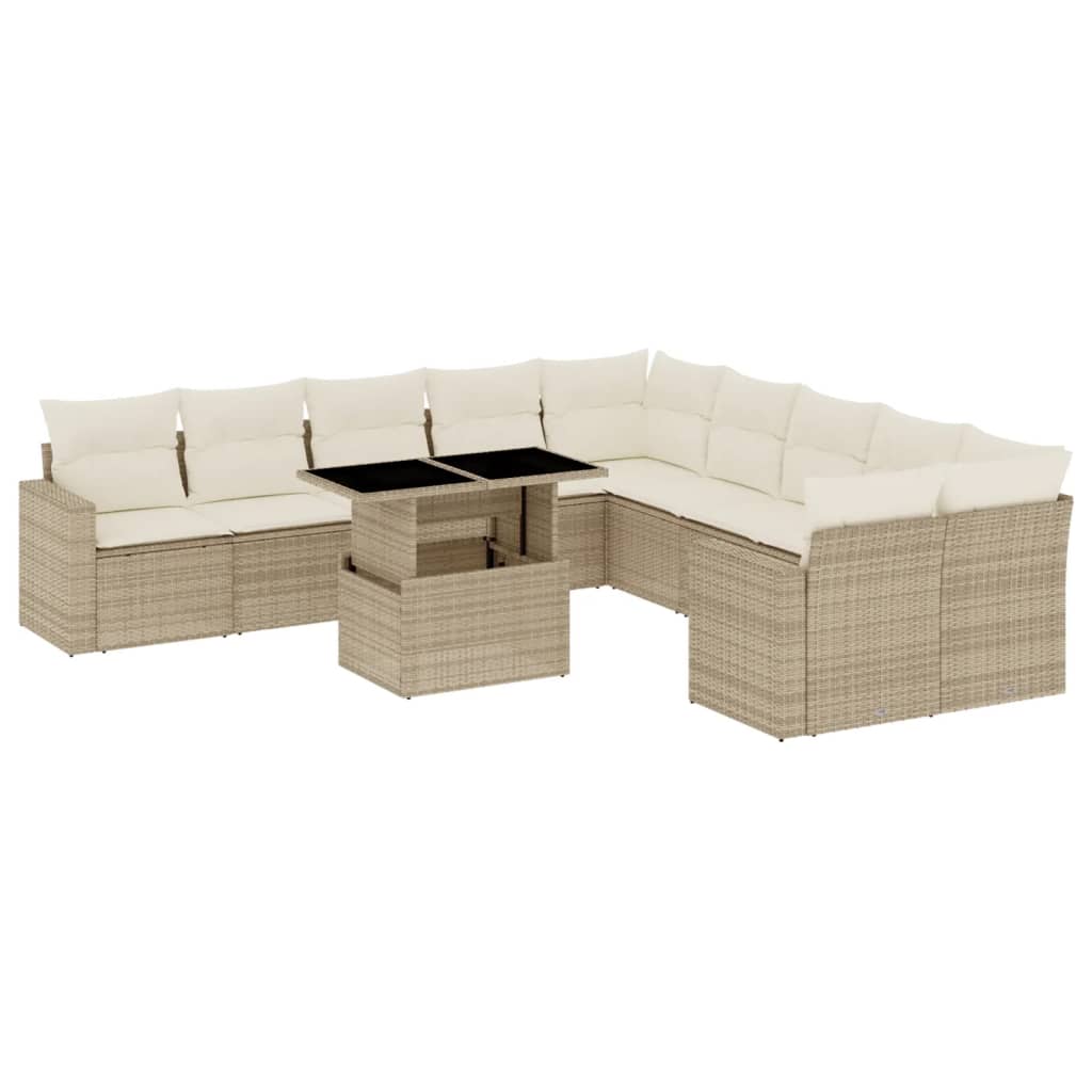 11-delige Tuinset met kussens poly rattan beige is nu te koop bij PeponiXL, paradijselijk wonen!