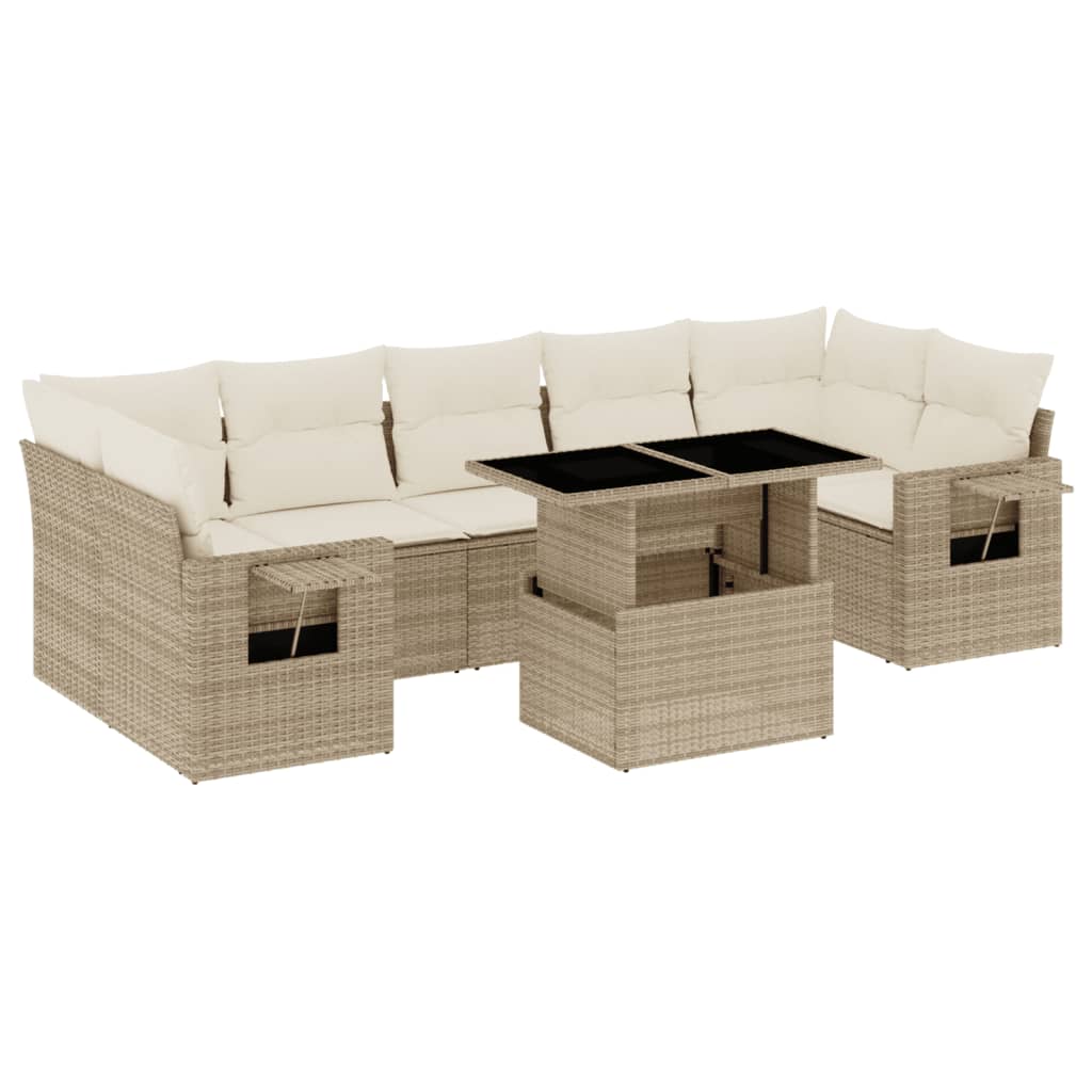 8-delige Loungeset met kussens poly rattan beige is nu te koop bij PeponiXL, paradijselijk wonen!