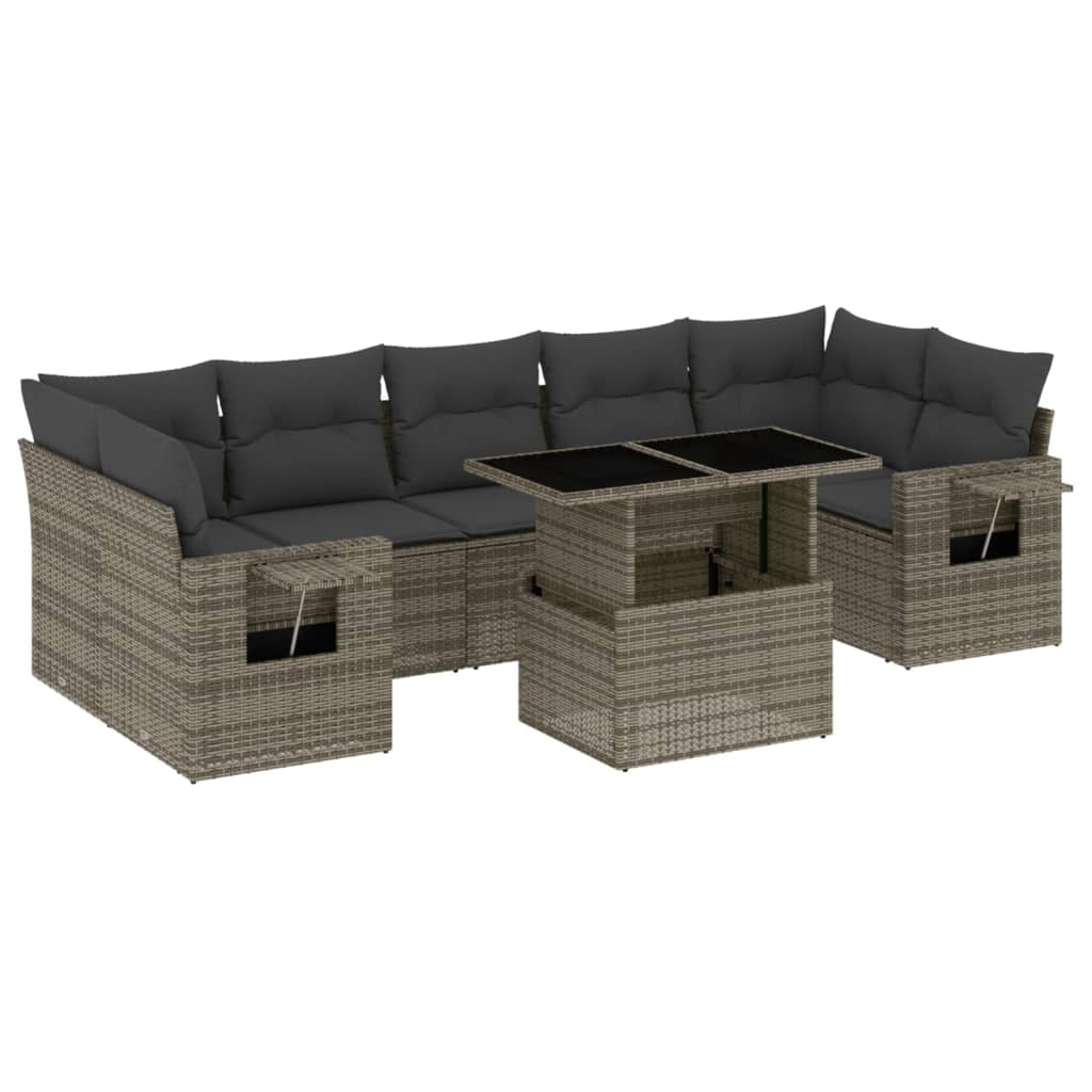 8-delige Loungeset met kussens poly rattan grijs is nu te koop bij PeponiXL, paradijselijk wonen!