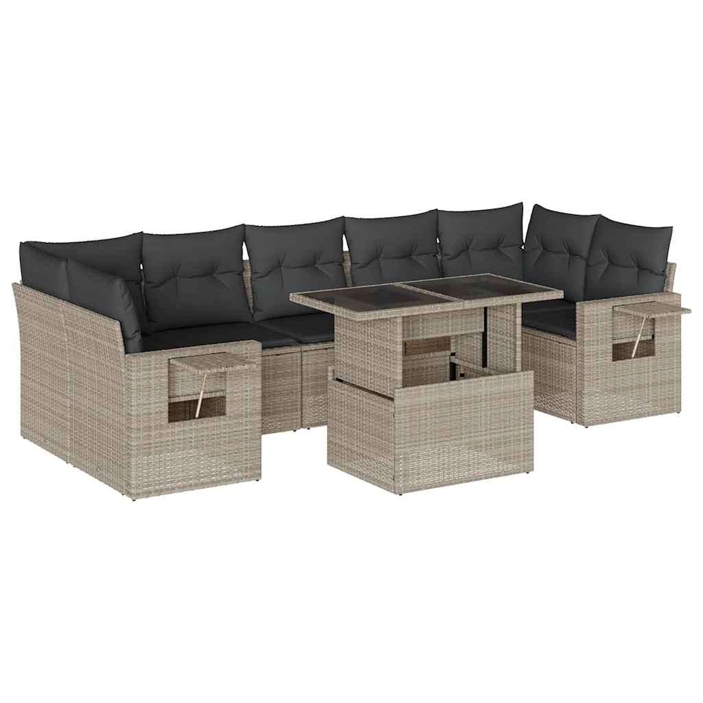 8-delige Loungeset met kussens poly rattan lichtgrijs is nu te koop bij PeponiXL, paradijselijk wonen!