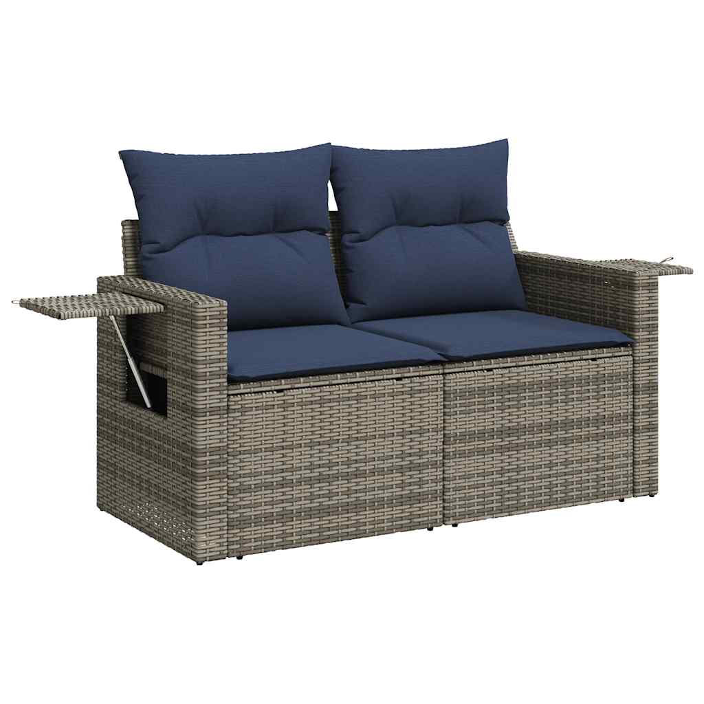 6-delige tuinbankset met kussens, grijs polyrotan is nu te koop bij PeponiXL, paradijselijk wonen!