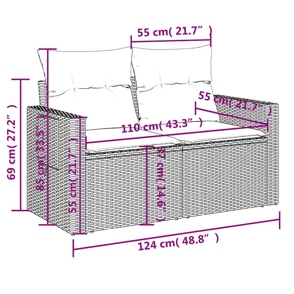 5-delige Loungeset met kussens poly rattan lichtgrijs is nu te koop bij PeponiXL, paradijselijk wonen!
