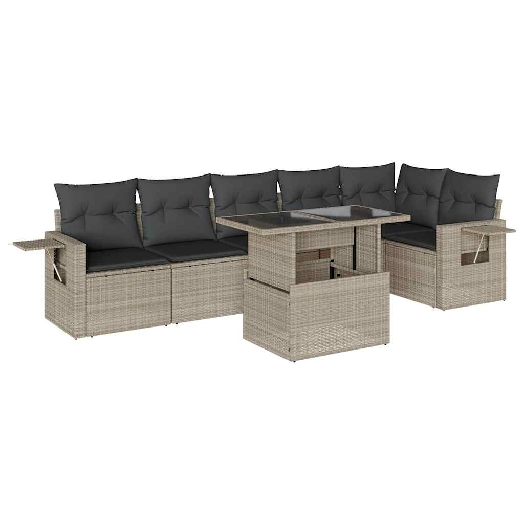 7-delige Loungeset met kussens poly rattan lichtgrijs is nu te koop bij PeponiXL, paradijselijk wonen!