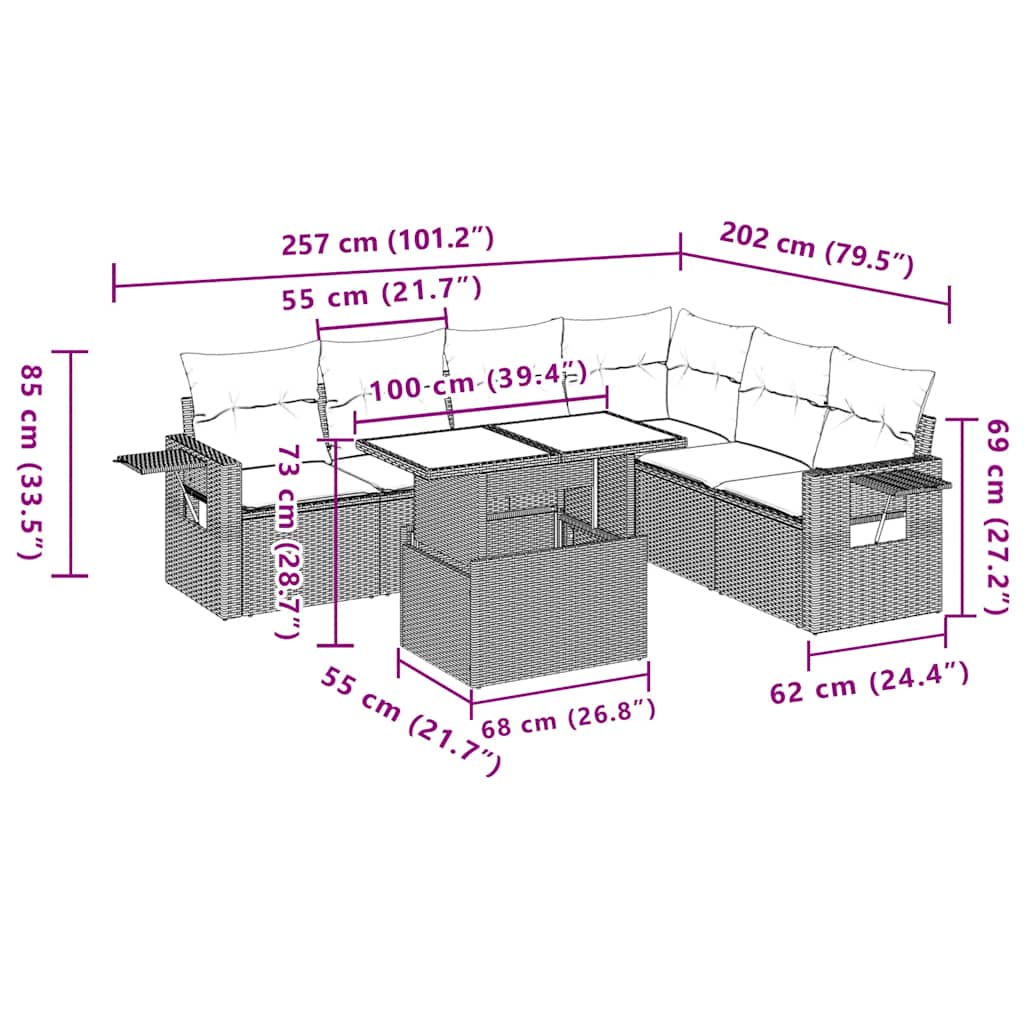 7-delige Loungeset met kussens poly rattan zwart is nu te koop bij PeponiXL, paradijselijk wonen!