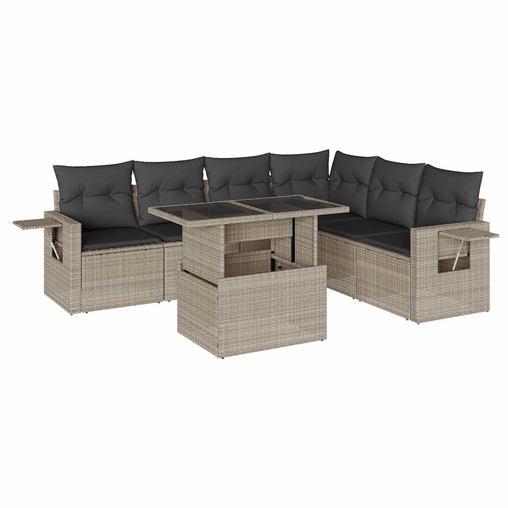 7-delige Loungeset met kussens poly rattan lichtgrijs is nu te koop bij PeponiXL, paradijselijk wonen!