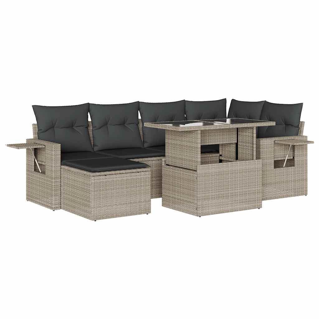 7-delige Loungeset met kussens poly rattan lichtgrijs is nu te koop bij PeponiXL, paradijselijk wonen!