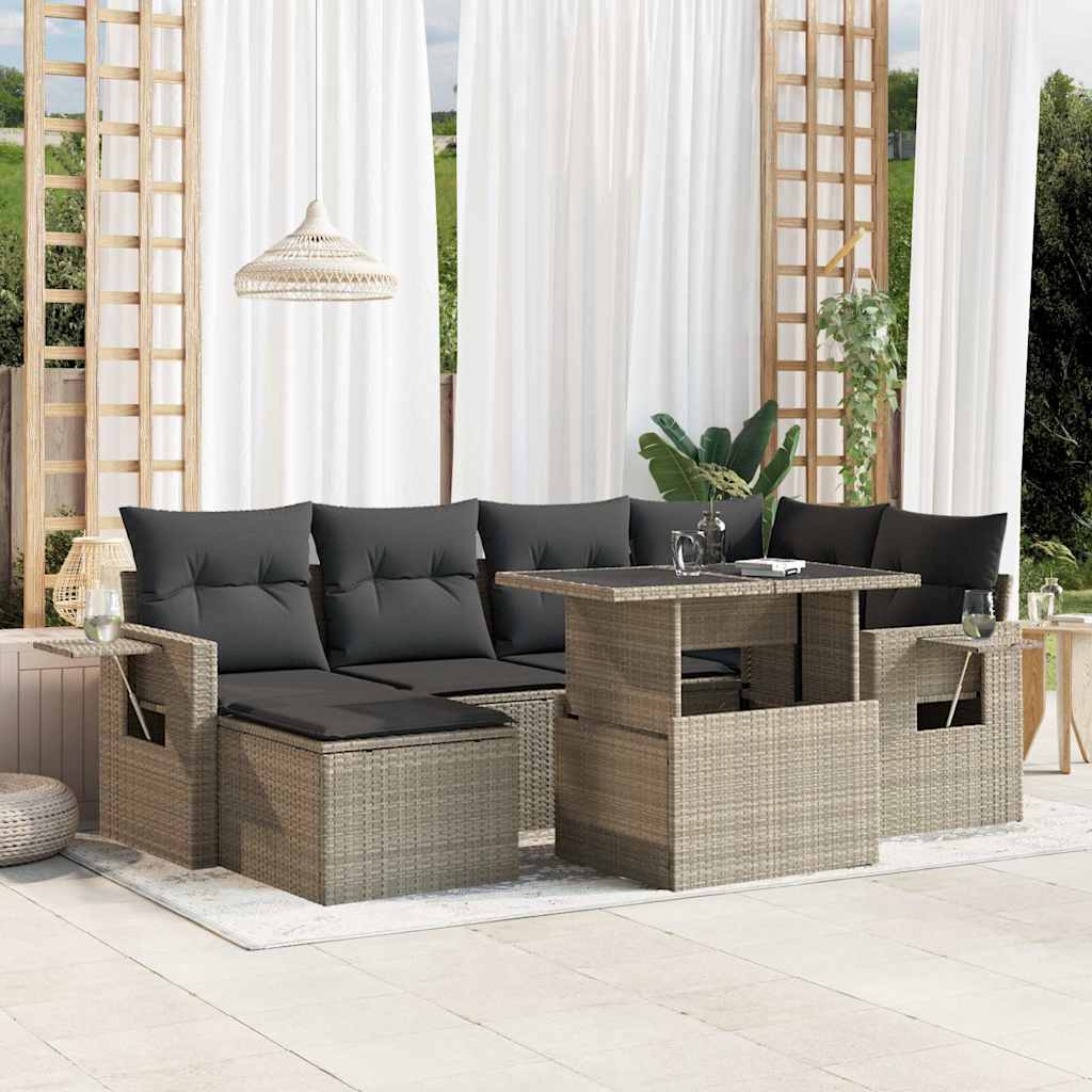 7-delige Loungeset met kussens poly rattan lichtgrijs is nu te koop bij PeponiXL, paradijselijk wonen!
