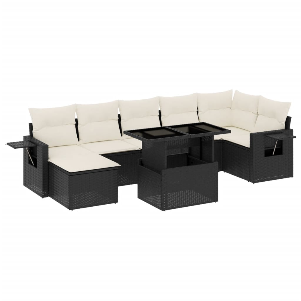 8-delige Loungeset met kussens poly rattan zwart is nu te koop bij PeponiXL, paradijselijk wonen!
