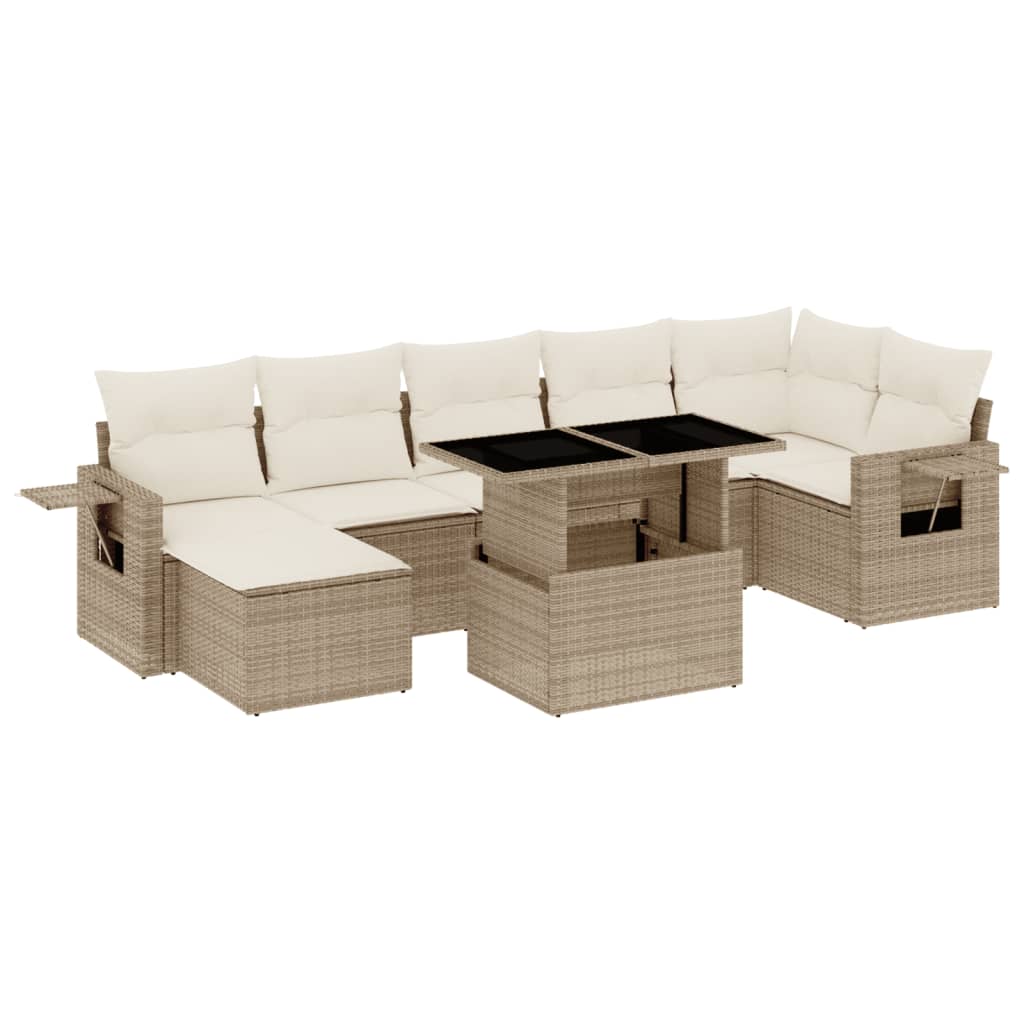8-delige Loungeset met kussens poly rattan beige is nu te koop bij PeponiXL, paradijselijk wonen!