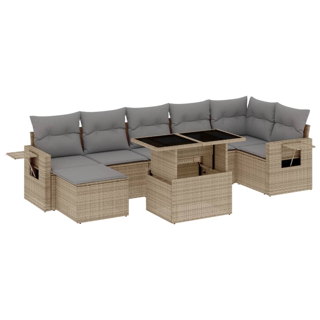 8-delige Loungeset met kussens poly rattan beige is nu te koop bij PeponiXL, paradijselijk wonen!