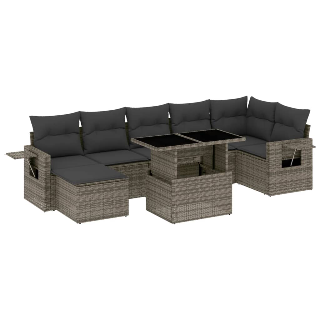 8-delige Loungeset met kussens poly rattan grijs is nu te koop bij PeponiXL, paradijselijk wonen!