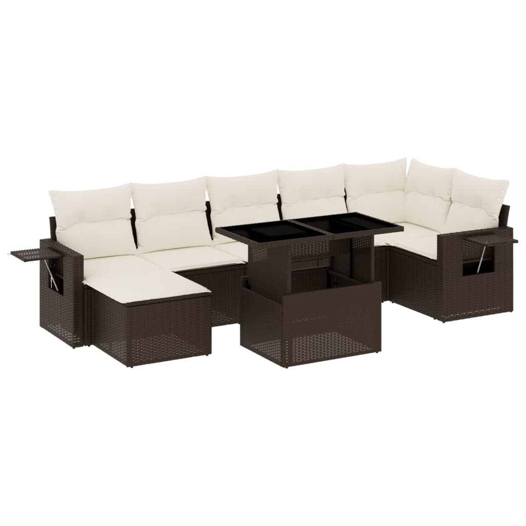 8-delige Loungeset met kussens poly rattan bruin is nu te koop bij PeponiXL, paradijselijk wonen!