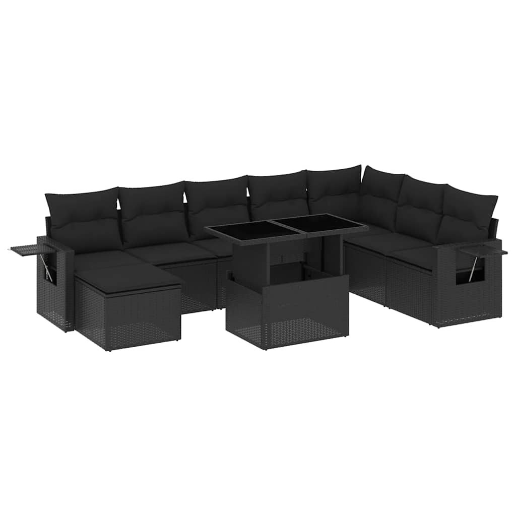 8-delige Loungeset met kussens poly rattan zwart is nu te koop bij PeponiXL, paradijselijk wonen!