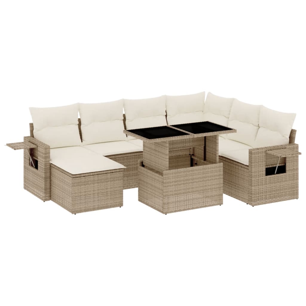 8-delige Loungeset met kussens poly rattan beige is nu te koop bij PeponiXL, paradijselijk wonen!