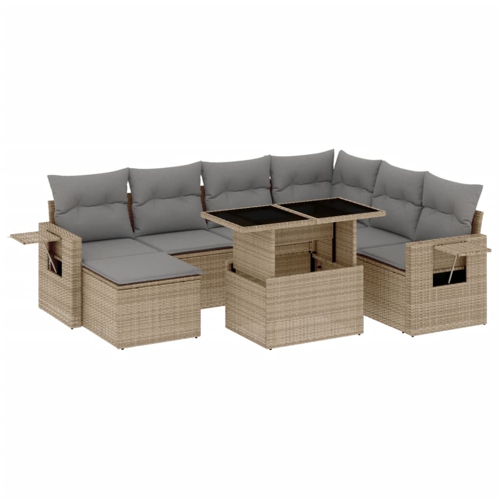 8-delige Loungeset met kussens poly rattan beige is nu te koop bij PeponiXL, paradijselijk wonen!