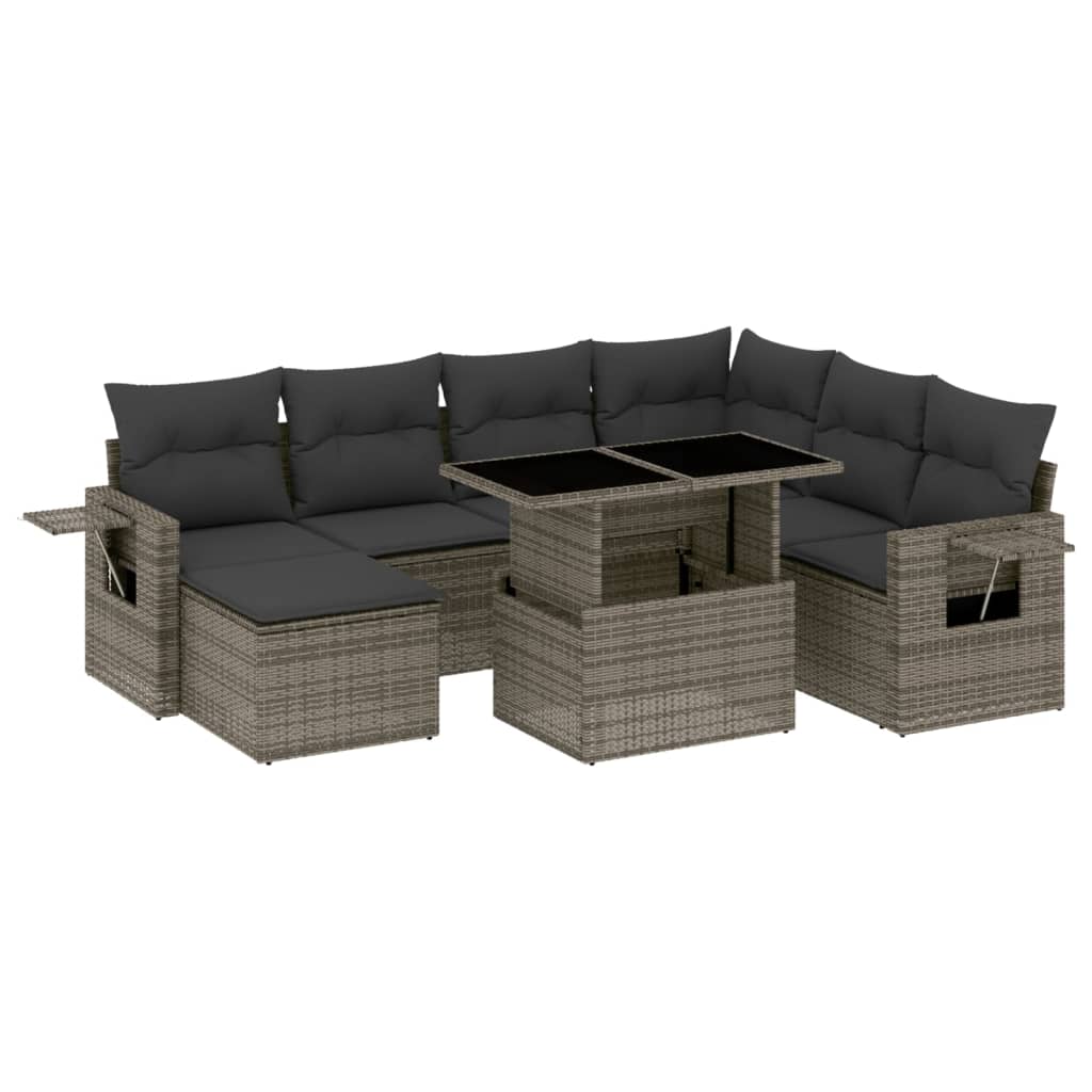 8-delige Loungeset met kussens poly rattan grijs is nu te koop bij PeponiXL, paradijselijk wonen!