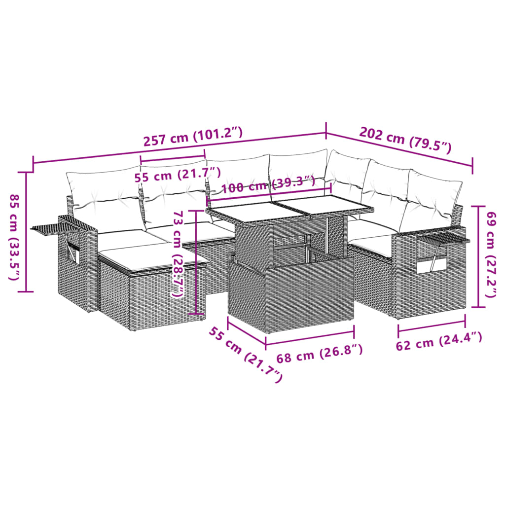 8-delige Loungeset met kussens poly rattan grijs is nu te koop bij PeponiXL, paradijselijk wonen!