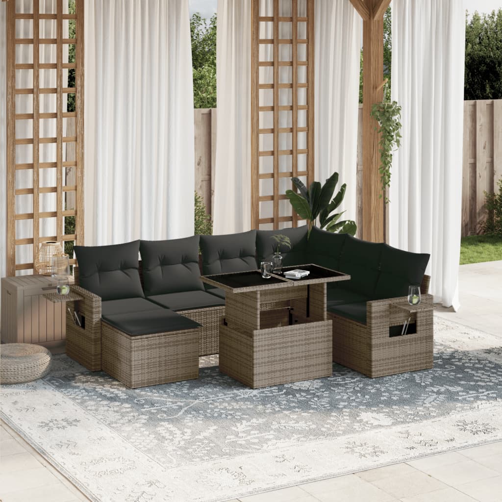 8-delige Loungeset met kussens poly rattan grijs is nu te koop bij PeponiXL, paradijselijk wonen!