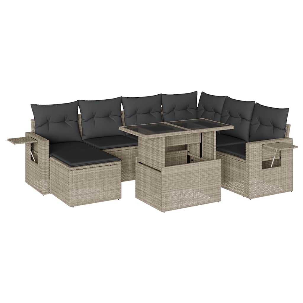 8-delige Loungeset met kussens poly rattan lichtgrijs is nu te koop bij PeponiXL, paradijselijk wonen!