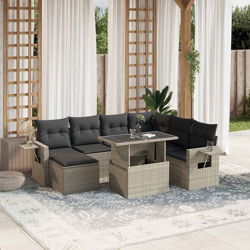 8-delige Loungeset met kussens poly rattan lichtgrijs is nu te koop bij PeponiXL, paradijselijk wonen!