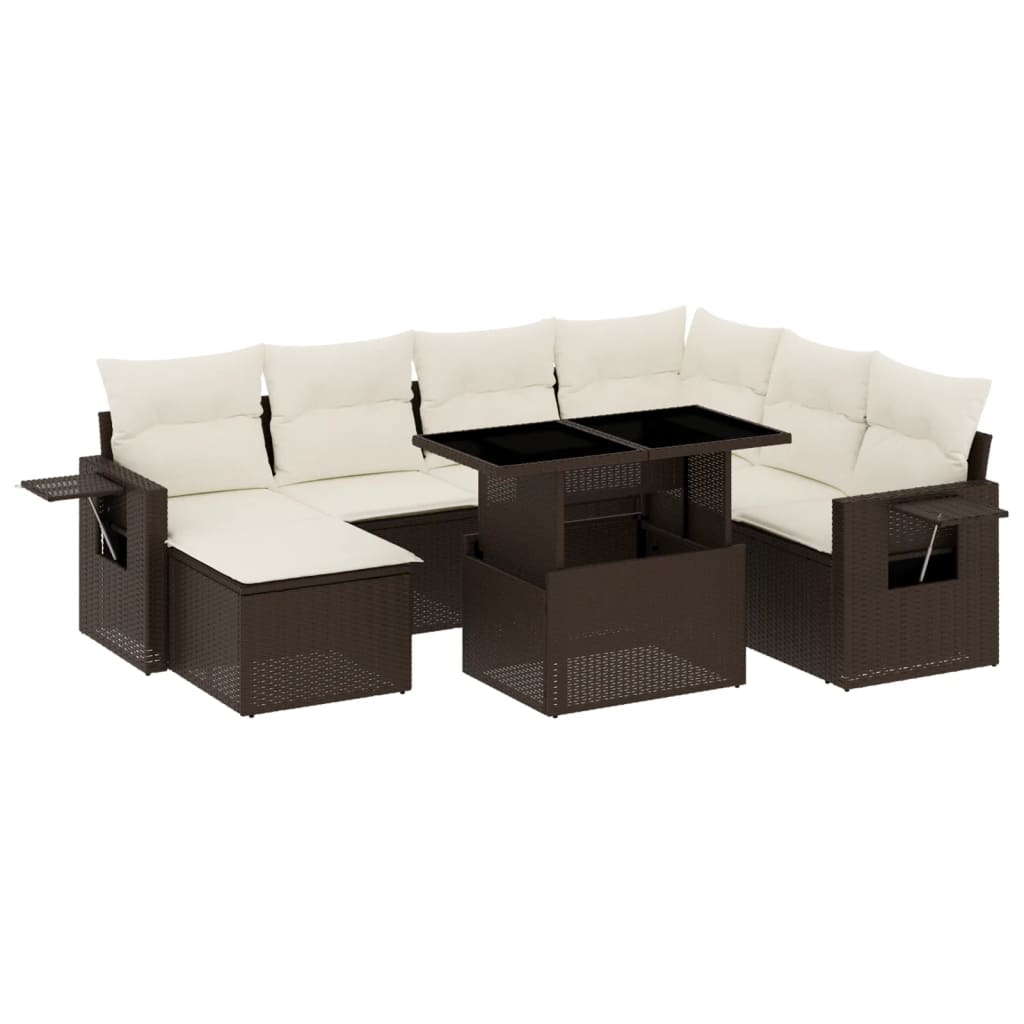 8-delige Loungeset met kussens poly rattan bruin is nu te koop bij PeponiXL, paradijselijk wonen!