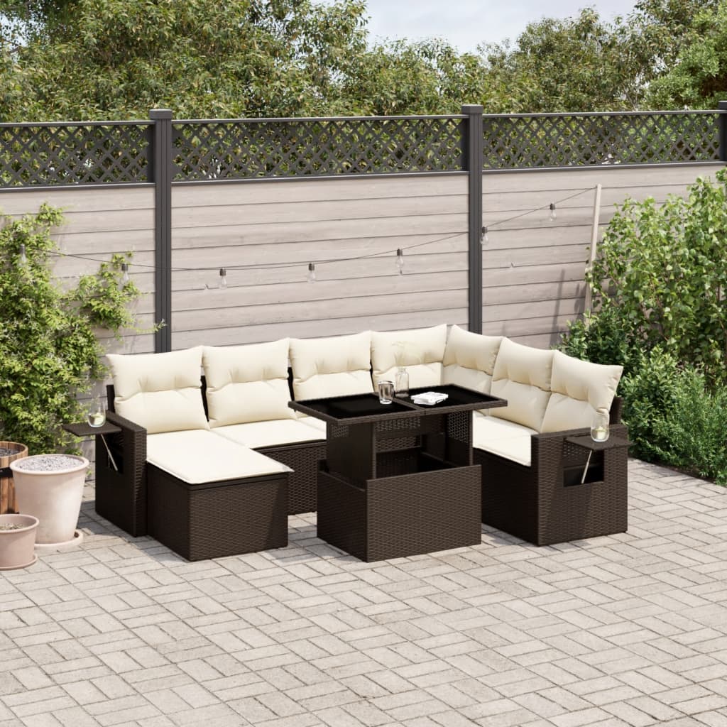 8-delige Loungeset met kussens poly rattan bruin is nu te koop bij PeponiXL, paradijselijk wonen!