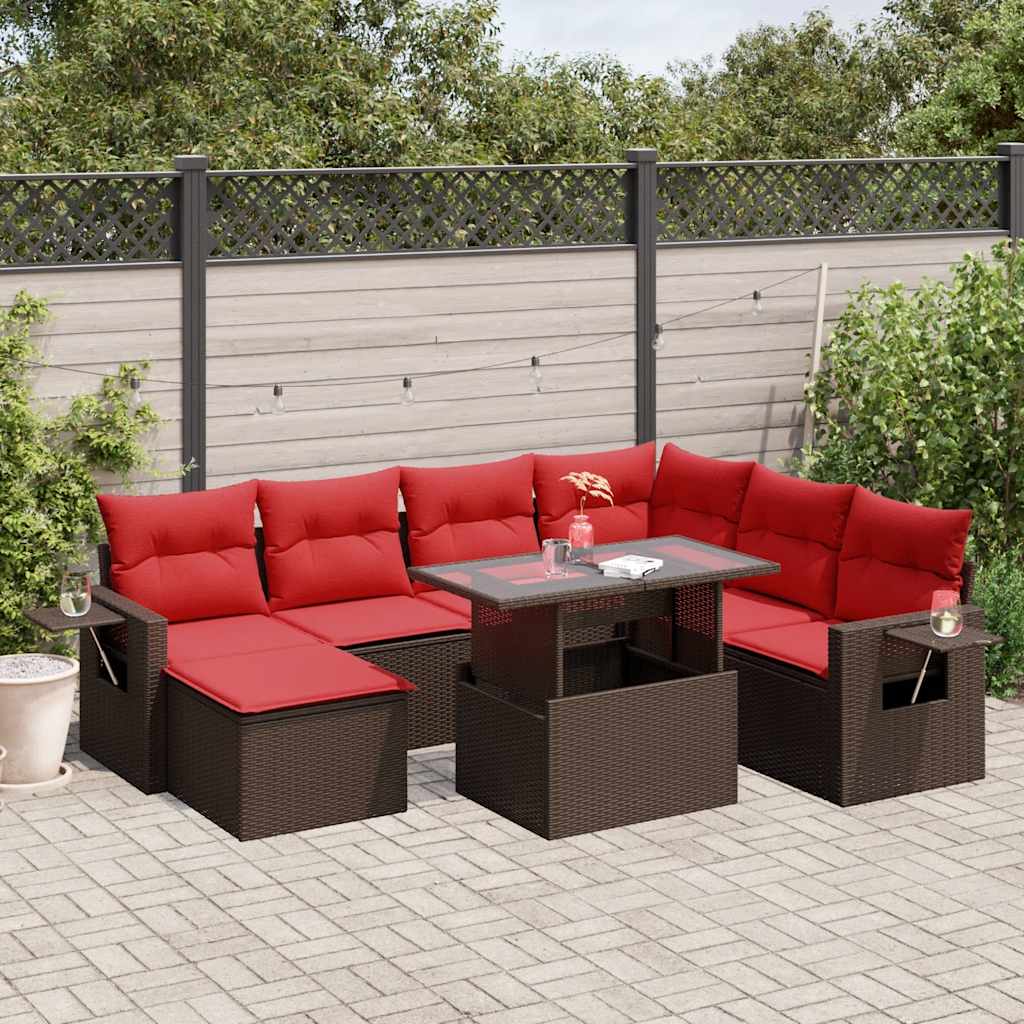 8-delige tuinbankset met kussens, bruin polyrotan is nu te koop bij PeponiXL, paradijselijk wonen!
