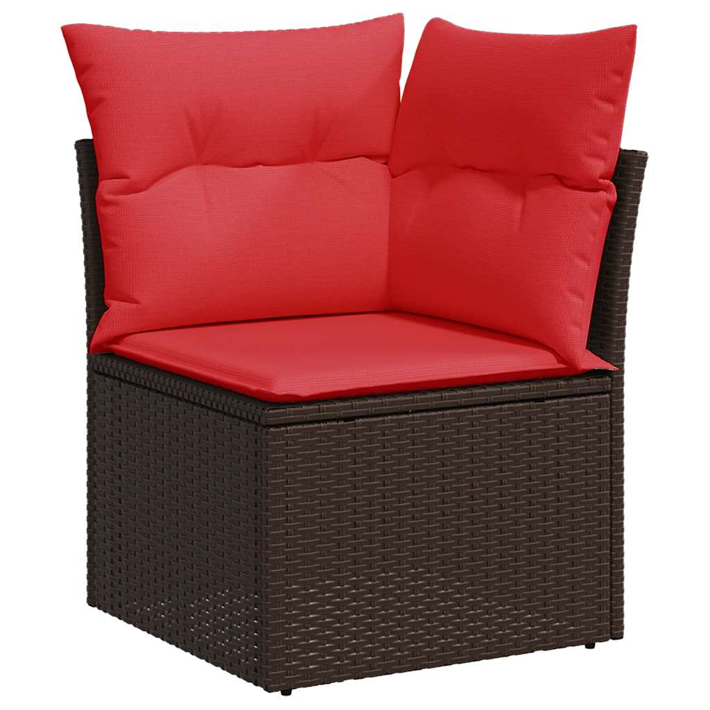 9-delige tuinbankset met kussens, bruin polyrotan is nu te koop bij PeponiXL, paradijselijk wonen!