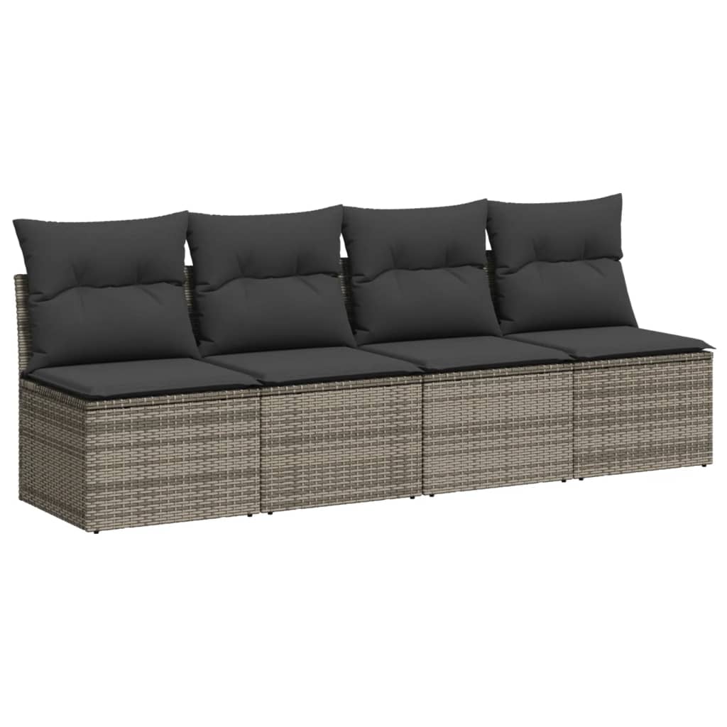 10-delige Loungeset met kussens poly rattan grijs is nu te koop bij PeponiXL, paradijselijk wonen!
