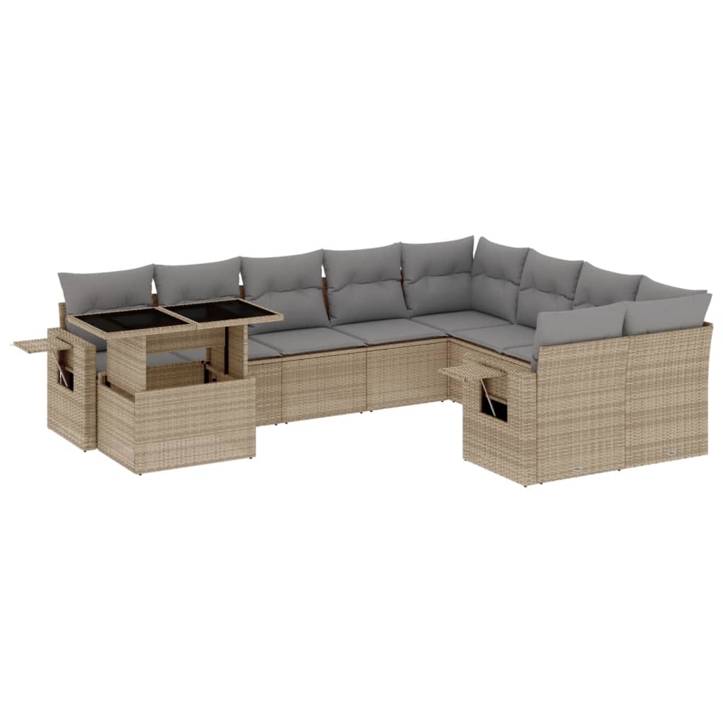 10-delige Loungeset met kussens poly rattan beige is nu te koop bij PeponiXL, paradijselijk wonen!
