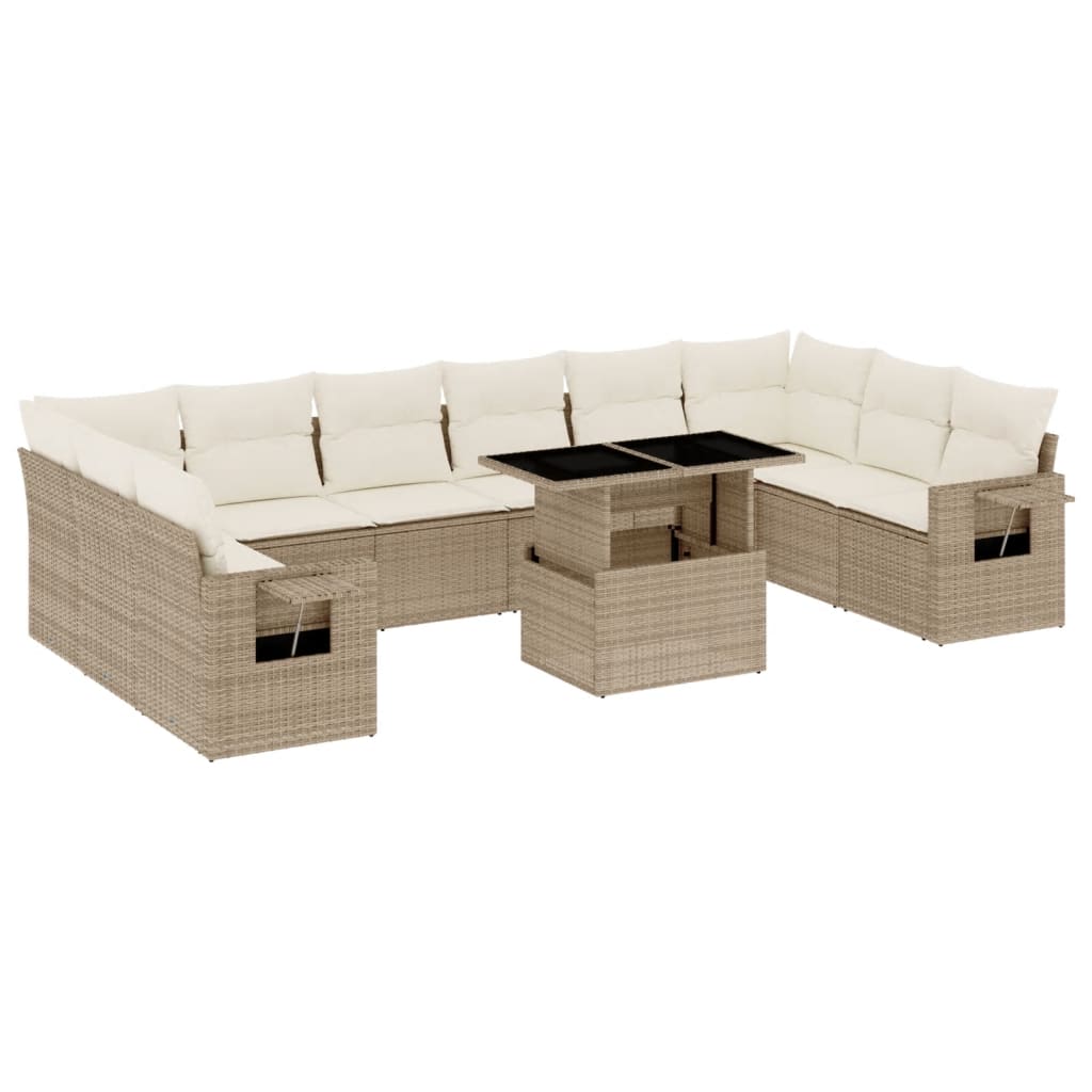 11-delige Tuinset met kussens poly rattan beige is nu te koop bij PeponiXL, paradijselijk wonen!